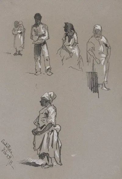 Drawings of Black people Pl.1 by Милтон Дж. Бернс, 1881 — digital art print download