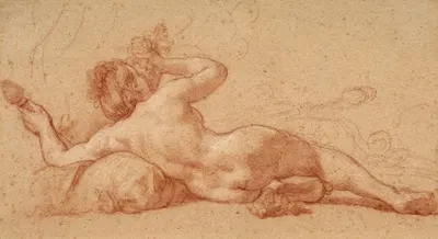 Bacchante allongée de dos by Nicolas-René Jollain — digital art print download