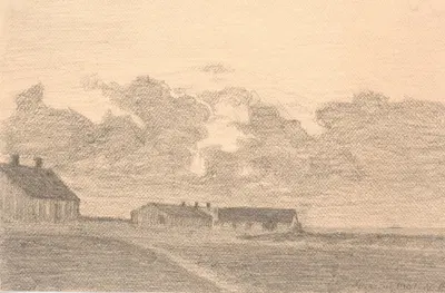 Den gamle gæstgivergård i Ferring by Нильс Бьерре, 1901 — digital art print download