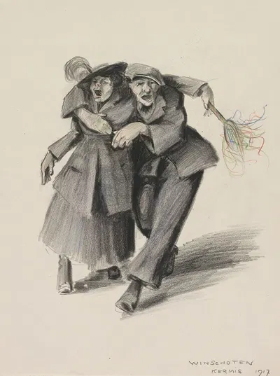 Dronken paar op de Kermis van Winschoten by Otto Verhagen, 1917 — digital art print download