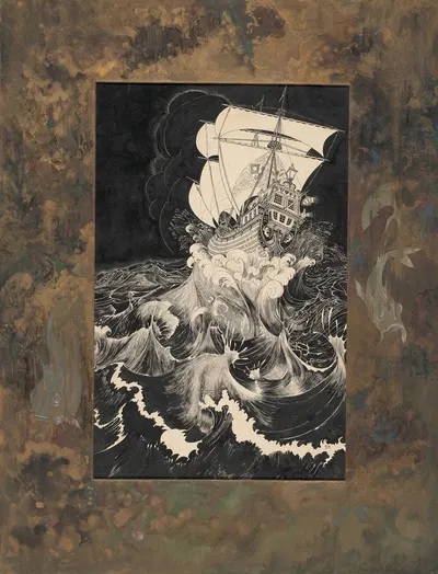 Sailing ship at sea by Otto Verhagen, 1922 — digital art print download