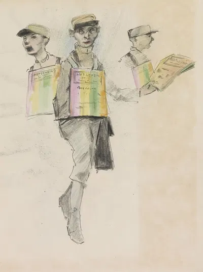 Verkoper van Amsterdams weekblad 'Het Leven' by Otto Verhagen, 1917-1919 — digital art print download