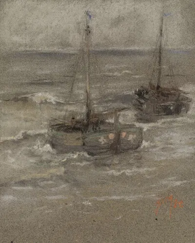 Fishing Boats At Anchor by Роберт Фредерик Блум, 1884 — digital art print download
