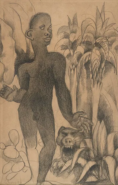 Nu masculin près du fauve dans un paysage de Grasse by Roger de La Fresnaye, 1921 — digital art print download