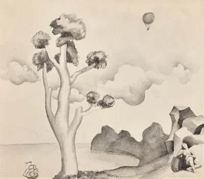 Personnage avec bateau et ballon by Рожер де Ла Фреснай, 1921 — digital art print download