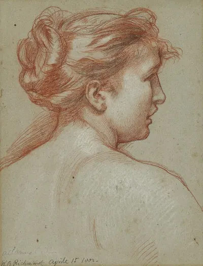 Study of a female head, seen from behind by Уильям Блейк Ричмонд, 1882 — digital art print download