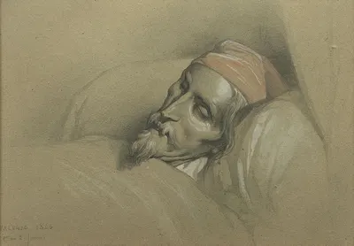 Nicolas-Toussaint Charlet sur son lit de mort by Теодор Валерио, 1846 — digital art print download