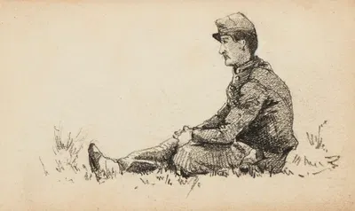 Militaire assis sur l'herbe by Александр Нозаль — digital art print download