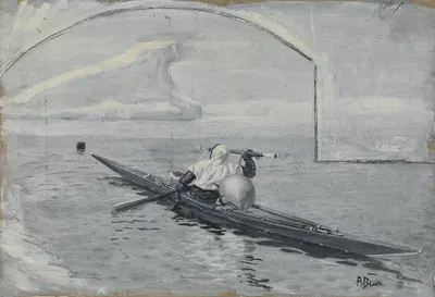 An Inuit hunting for seals by Андреас Блох, 1889 — digital art print download