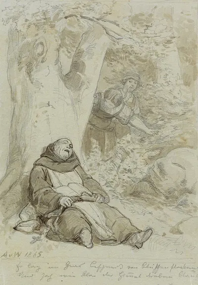 Sleeping Monk by Антон фон Вернер, 1863 — digital art print download