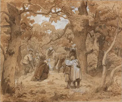 The Burial by Антон фон Вернер, 1863 — digital art print download