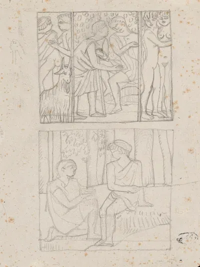 Esquisse de deux scènes pastorales issues des Bucoliques de Virgile by Аристида Маййоль — digital art print download