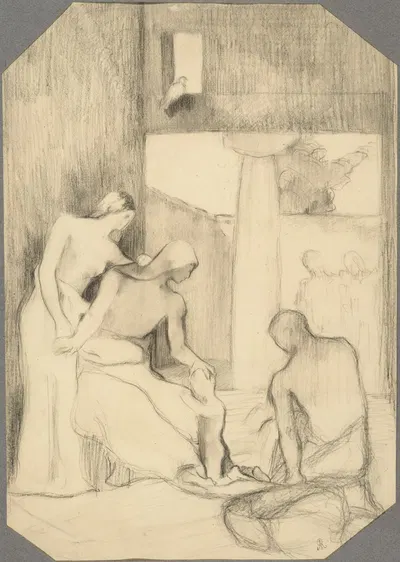 Etude de personnages, scène d'intérieur by Корнелис Ари Ренан — digital art print download