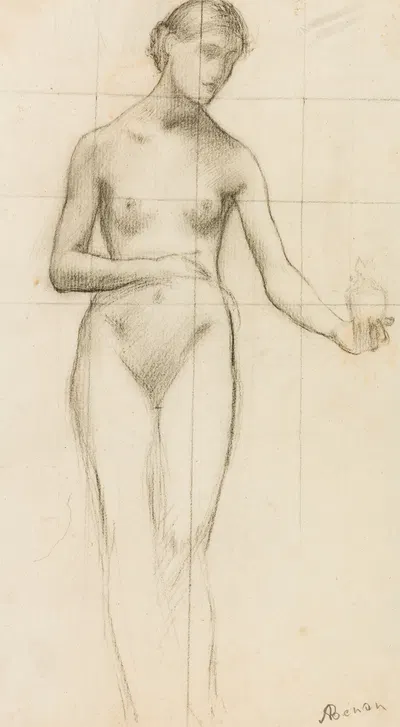 Femme nue tenant un objet à hauteur de hanche by Корнелис Ари Ренан — digital art print download