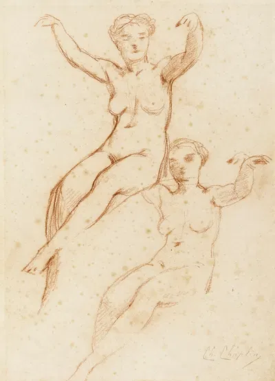 Deux femmes nues assises by Шарль Чаплин — digital art print download