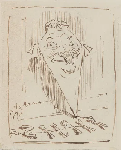 Kite with smiling face by Charles Keene — digital art print download