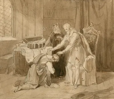 Hamlet, III, 1, Polonius blessing Laertes by Чарльз Ландсир — digital art print download