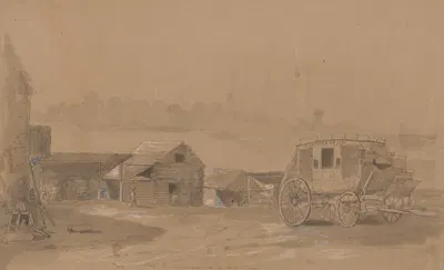 Stage yard, Blountsville. by Дэвид Инглиш Хендерсон, 1856 — digital art print download