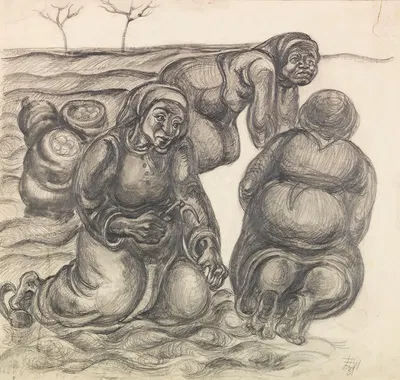 Drei Kartoffelweiber by Эльфрида Лохзе-Вехтлер, 1931 — digital art print download
