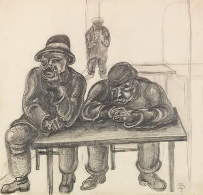 Drei Wartemänner by Эльфрида Лохзе-Вехтлер, 1931 — digital art print download