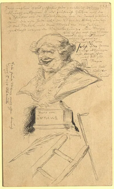 Friedrich Stern (Herr von Junius), satirische Zeichnung by Ernst Juch, 1881 — digital art print download