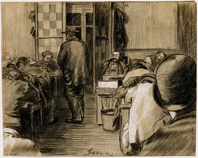Chez Fradin, hôtel fin de siècle, rue Saint Denis l'entrée et la salle du rez-de-chaussée by Ф. Сеган, 1898 — digital art…