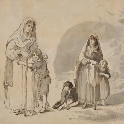 Beggar women with children by Феликс Октавиус Карр Дарли — digital art print download