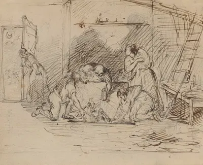 Drawing of cabin interior by Феликс Октавиус Карр Дарли, 1840 — digital art print download