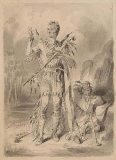 Native American with Caucasian who is wearing Native American attire by Феликс Октавиус Карр Дарли — digital art print…