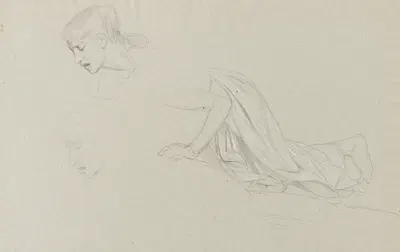 Etude pour Pyrame et Thisbé deux études de jeune femme agenouillée by Франсуа Альфред Делоббе — digital art print download