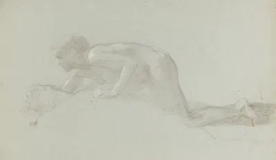 Etude pour Pyrame et Thisbé Jeune femme agenouillée devant un jeune homme mort. by Франсуа Альфред Делоббе — digital art…