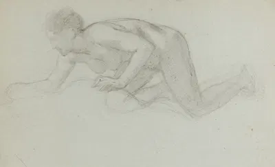 Etude pour Pyrame et Thisbé Jeune femme nue agenouillée by François Alfred Delobbe — digital art print download