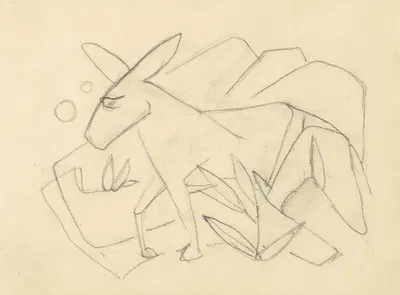 Esel in stilisierter Landschaft by Франц Марк, 1912 — digital art print download