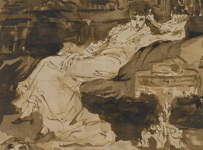 Etude préparatoire pour le portrait de Sarah Bernhardt by Жорж Жюль Виктор Клерен, 1876 — digital art print download