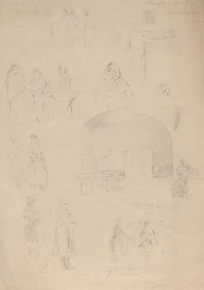 Vorzeichnungen (Ammen) by Gustav Zafaurek, 1880 — digital art print download