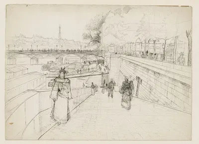 La berge de la Seine au pont des Arts by Анри Лоран Мурен — digital art print download