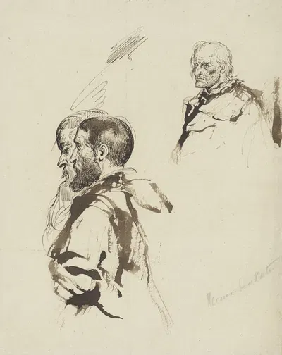 Group of two figures and an old man's head by Герман Фредерик Карел Тен Кейт — digital art print download