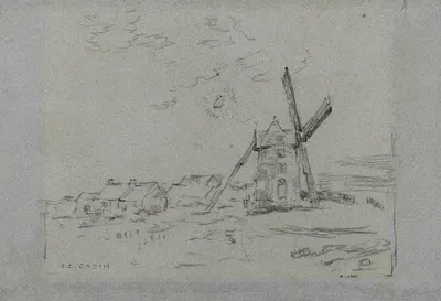 Moulin et maisons by Жан Шарль Казен — digital art print download