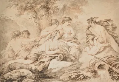 Mercury entrusting the infant Bacchus to the nymphs by Жан-Жак Лагрене, 1777 — digital art print download
