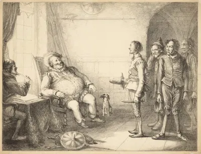 Falstaff at Justice Shallow's mustering his recruits, King Henry IV, pt. 2, act III, sc. 2 by Джон Коз — digital art print…