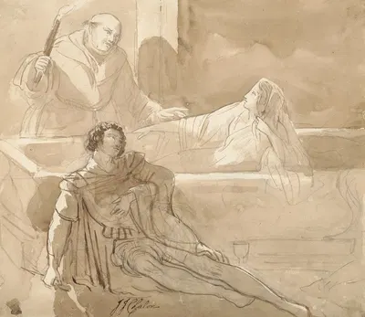 Romeo and Juliet, V, 3, tomb scene by Джон Джеймс Шалон — digital art print download