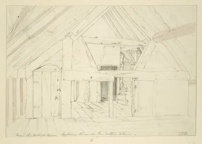 Exterior and interior views of the birthplace by John Thomas Blight — digital art print download
