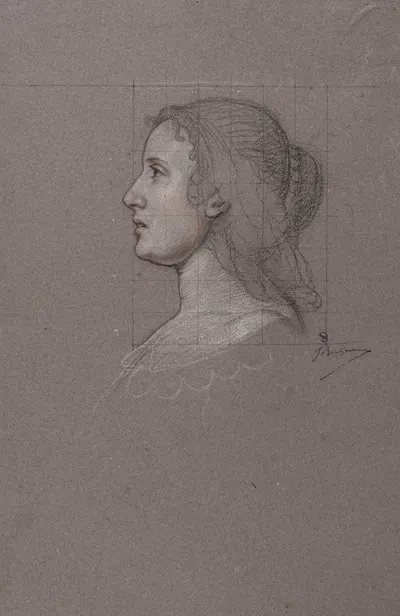 Tête de profil de femme à droite de la précédente by Жюль Ришом — digital art print download