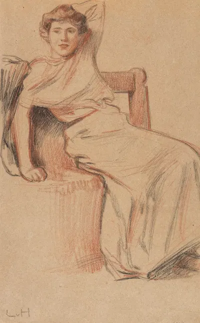 Bildnis einer sitzenden Dame by Людвиг фон Хофман — digital art print download