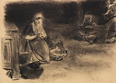 Bäuerin im Los Huus by Макс Либерман, 1884 — digital art print download