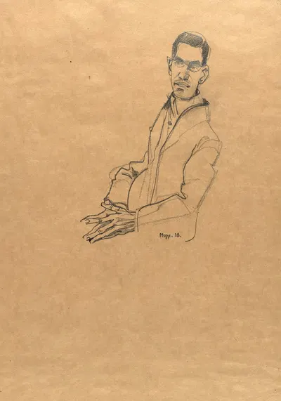 Bildnis eines Mannes in Halbfigur by Макс Оппенгеймер, 1910 — digital art print download