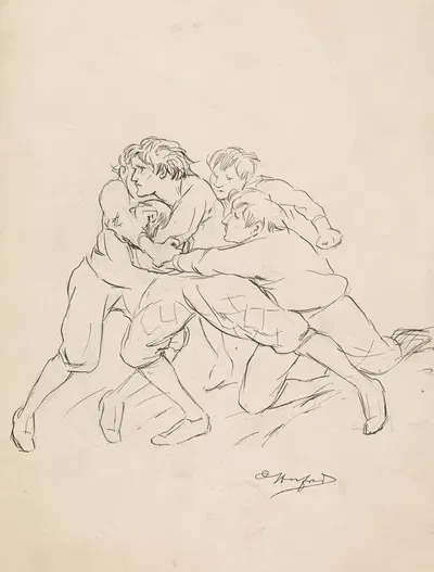 Leads a football team to victory by Oliver Herford, 1897 — digital art print download