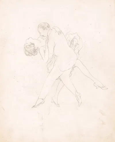 Man and woman dancing, dipping by Oliver Herford — digital art print download