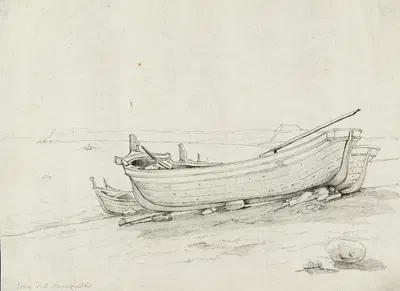 Barques sur la plage de Torre dell 'Annunziata by Рене Маржолин — digital art print download
