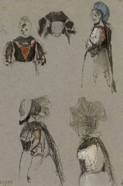 Cinq études de costumes féminins by Рене Маржолин — digital art print download